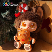 Front view of the Cocoa Gingerbread doll in sunlight