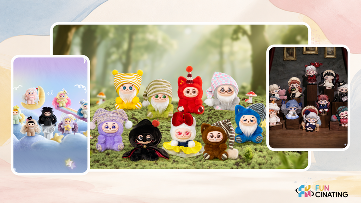 FUNCINATING character collectibles in woodland, pastel and gothic display scenes